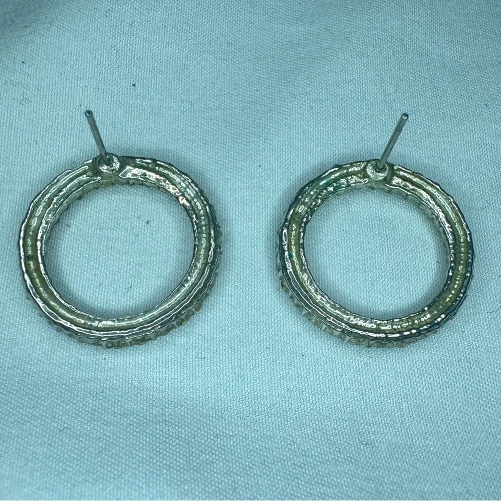 *Elegant Silver Circle Rhinestone Stud Earrings